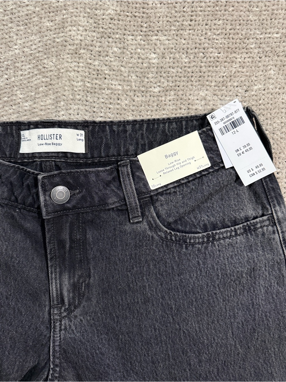 Hollister Women's Low-Rise Baggy Jeans — Washed Charcoal Black - Picture 5 of 6